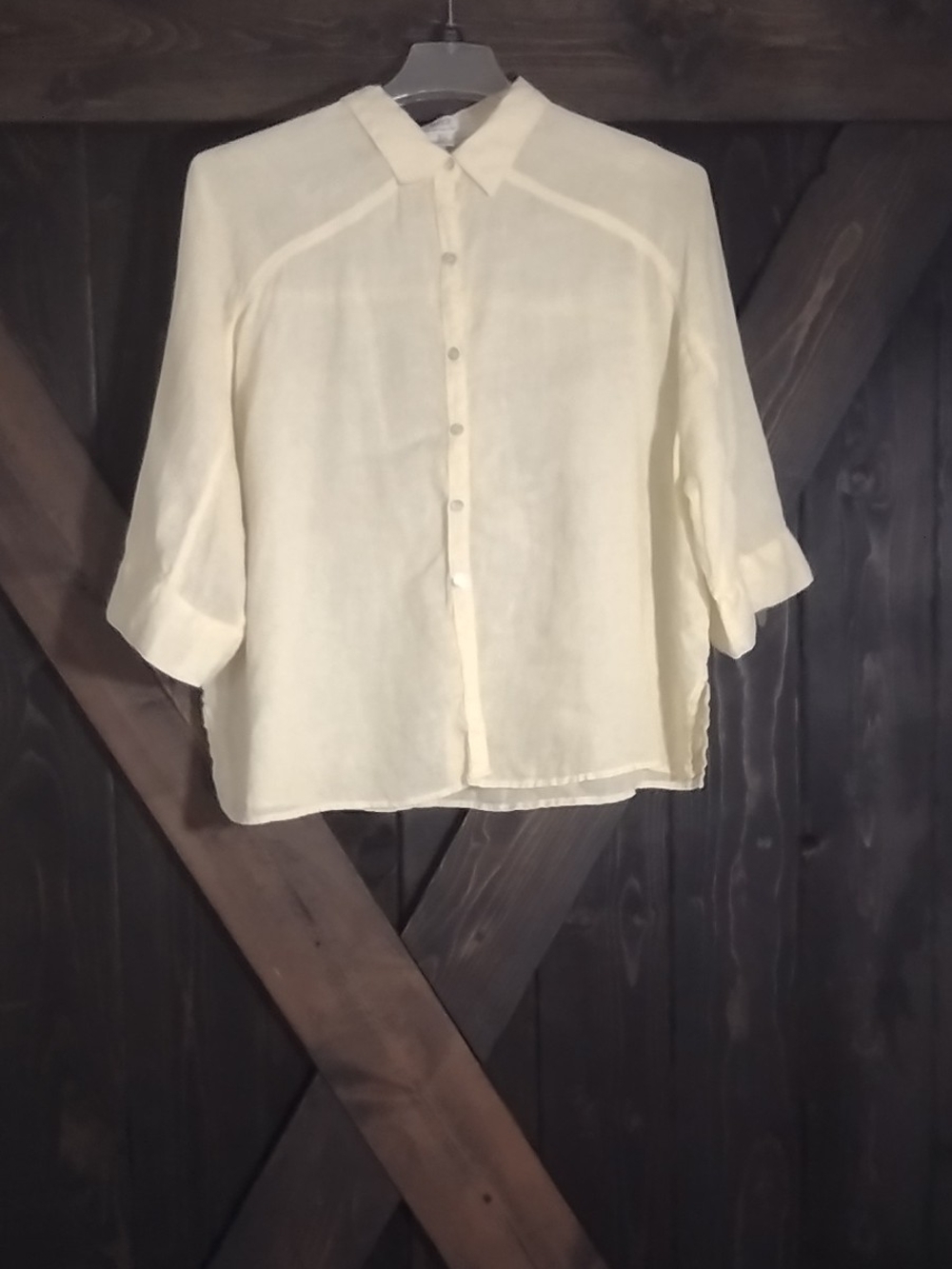 Wilt 100% Linen Light Yellow Women's Button-up Shirt Size Large